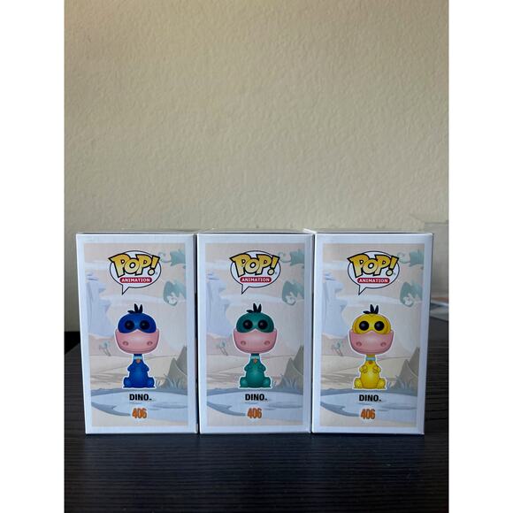3 2500 PIECE LE VAULTED Dino Flintstones Funko Pops #406 Green Yellow Blue PCS - Picture 2 of 6